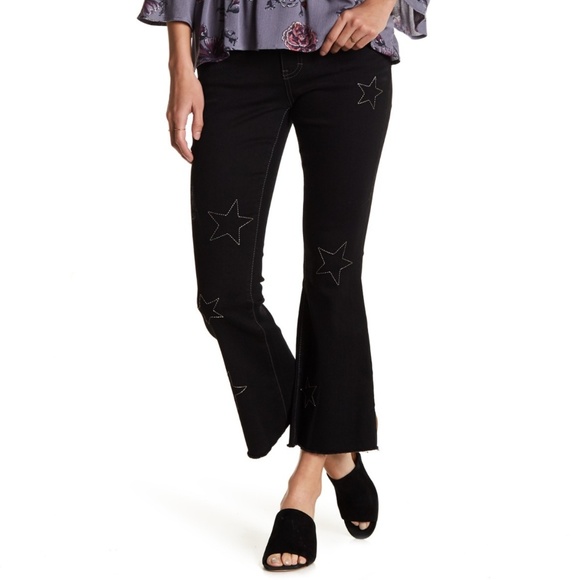 Wild Pearl Star Embroidered Crop Flare 